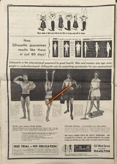 VINTAGE NEWSPAPER ADVERT: Silhouette American Health Studios, Hamilton 1964