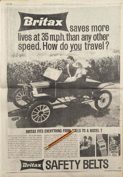 VINTAGE NEWSPAPER ADVERT: Britax Safety Belts 1964