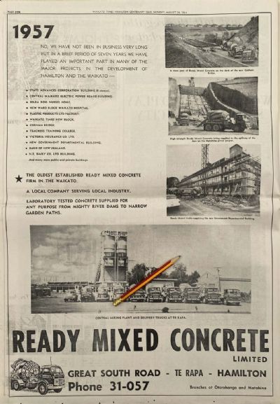 VINTAGE NEWSPAPER ADVERT: Ready Mixed Concrete Ltd, Hamilton 1964