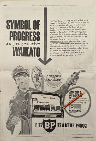 VINTAGE NEWSPAPER ADVERT: BP in Waikato 1964