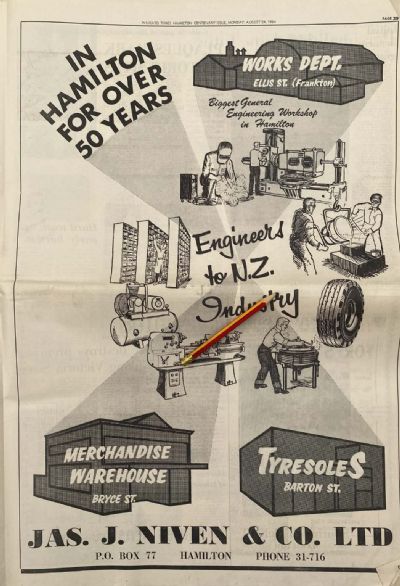 VINTAGE NEWSPAPER ADVERT: Jas J. Niven and Co. Ltd, Hamilton 1964