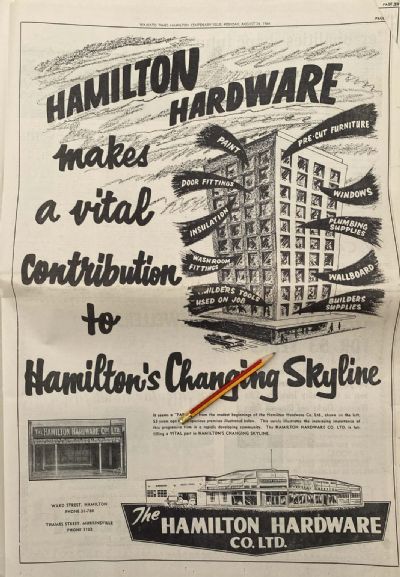 VINTAGE NEWSPAPER ADVERT: Hamilton Hardware Co. 1964