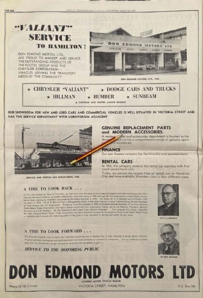 VINTAGE NEWSPAPER ADVERT: Don Edmond Motors Ltd, Hamilton 1964