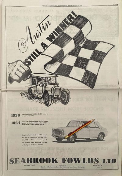 VINTAGE NEWSPAPER ADVERT: Seabrook Fowlds, Hamilton 1964
