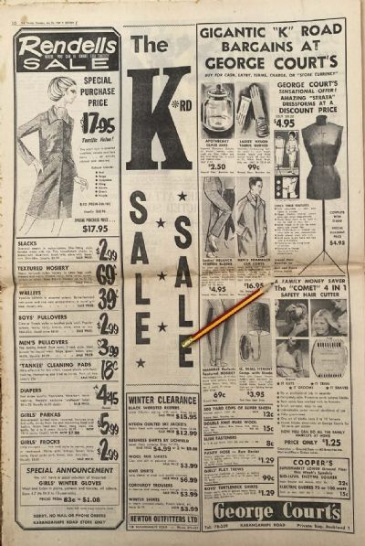 VINTAGE NEWSPAPER ADVERT: The K-Road Sale 1969