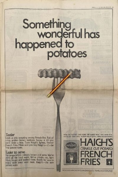 VINTAGE NEWSPAPER ADVERT: Haigh's French Fries 1969