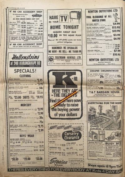 VINTAGE NEWSPAPER ADVERT: K-Road The Big Buys 1969