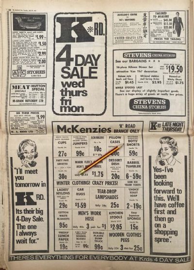 VINTAGE NEWSPAPER ADVERT: K-Road 4 Day Sale 1969
