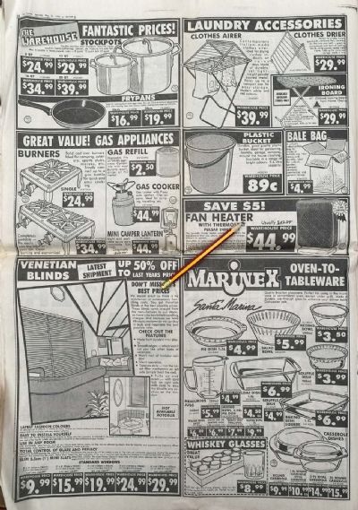 VINTAGE NEWSPAPER ADVERT: The Warehouse 1993