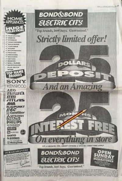 VINTAGE NEWSPAPER ADVERT: Bond and Bond 1993