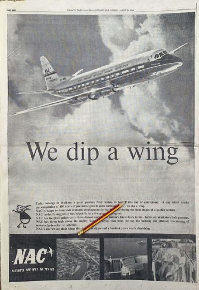 VINTAGE NEWSPAPER ADVERT: NAC National Airways Corporation 1964