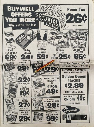 VINTAGE NEWSPAPER ADVERT: Buywell Open Warehouse, Palmerston North 1974