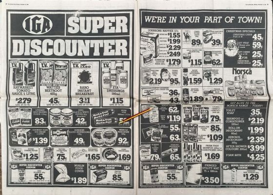 VINTAGE NEWSPAPER ADVERT: IGA Super Discounter 1980
