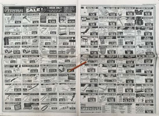 VINTAGE NEWSPAPER ADVERT: The Warehouse 1991