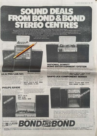 VINTAGE NEWSPAPER ADVERT: Bond and Bond 1980