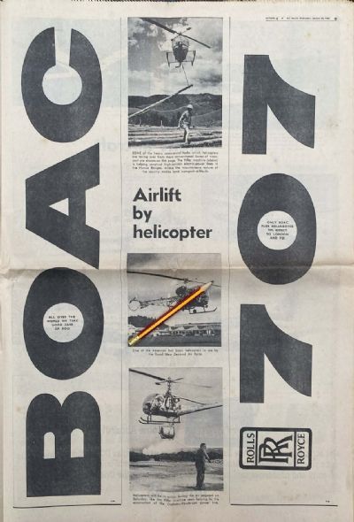 VINTAGE NEWSPAPER ADVERT: BOAC 707 / Rolls Royce 1966