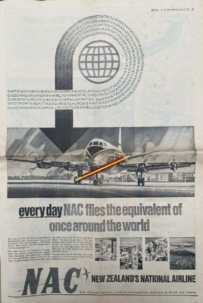 VINTAGE NEWSPAPER ADVERT: NAC New Zealand's National Airline