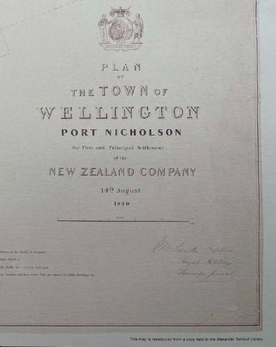 VINTAGE MAP: Plan of the Town of Wellington and Port Nicholson 1840