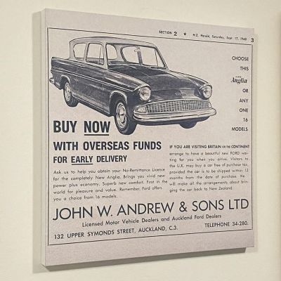 VINTAGE NEWSPAPER ADVERT: Ford Anglia / John Andrew Ford 1960 - Canvas mounted