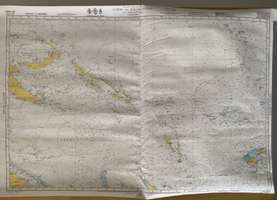 VINTAGE NAUTICAL CHART: Coral and Solomon Seas and adjacent Seas NZ14604 1980