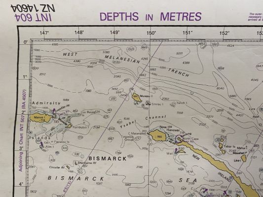 VINTAGE NAUTICAL CHART: Coral and Solomon Seas and adjacent Seas NZ14604 1980