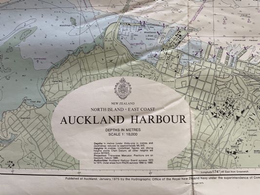 VINTAGE NAUTICAL CHART: Auckland Harbour NZ5322 1975
