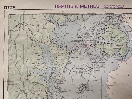 VINTAGE NAUTICAL CHART: Approaches to Auckland NZ532 1975