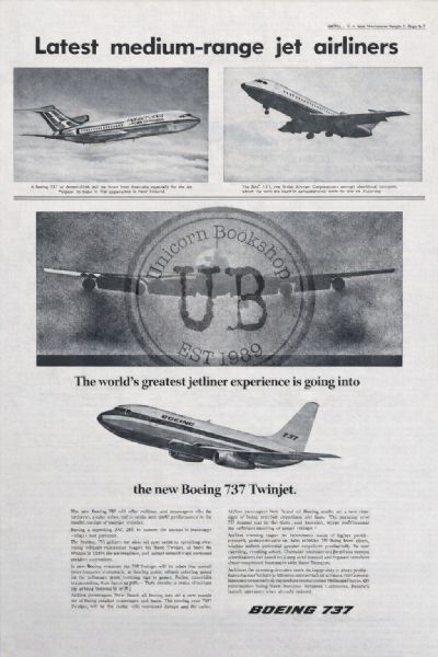 VINTAGE NEWSPAPER ADVERT: Boeing 737 Twinjet 1966