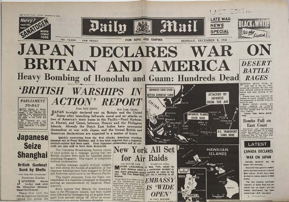 OLD WARTIME NEWSPAPER: Daily Mail - Monday, 8th December 1941