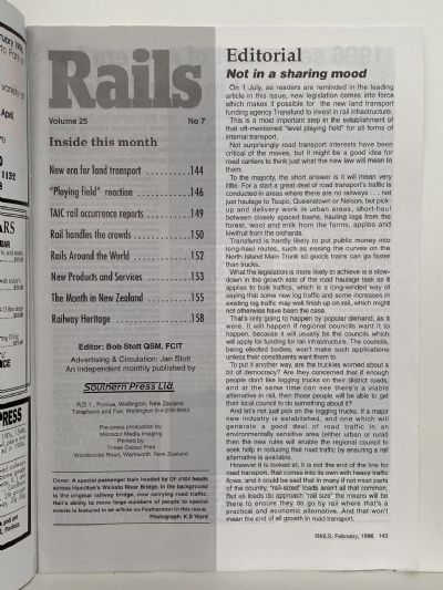 RAILS: New Zealand's Rail Transport Journal - February 1996