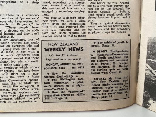 OLD NEWSPAPER: New Zealand Weekly News - No. 5618, 16 August 1971