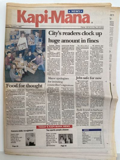 OLD NEWSPAPER: Kapi-Mana, Wellington - Wednesday, 5 October 1993