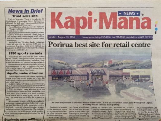 OLD NEWSPAPER: Kapi-Mana, Wellington - Tuesday, 13 August 1996