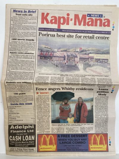 OLD NEWSPAPER: Kapi-Mana, Wellington - Tuesday, 13 August 1996
