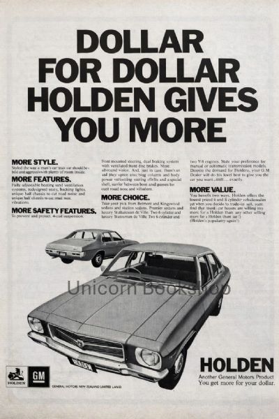 VINTAGE POSTER: GM Holden range of cars 1973