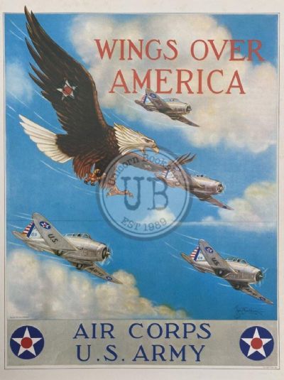 VINTAGE POSTER: Wings Over America in WW2 by Tom Woodburn 1941