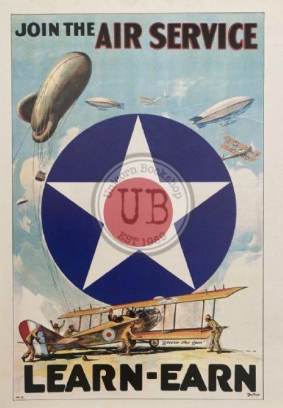 VINTAGE POSTER: Join the Air Service  - Learn, Earn - World War 2
