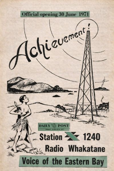 VINTAGE POSTER: Radio Whakatane 1240 - Official opening 1971