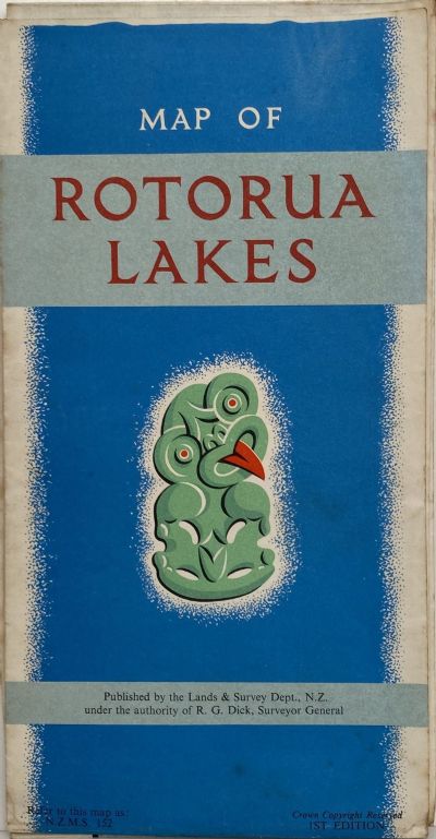 VINTAGE MAP: Rotorua Lakes 1950s