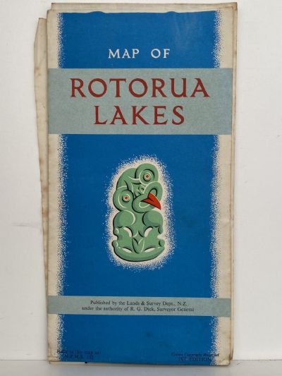 VINTAGE MAP: Rotorua Lakes 1950s