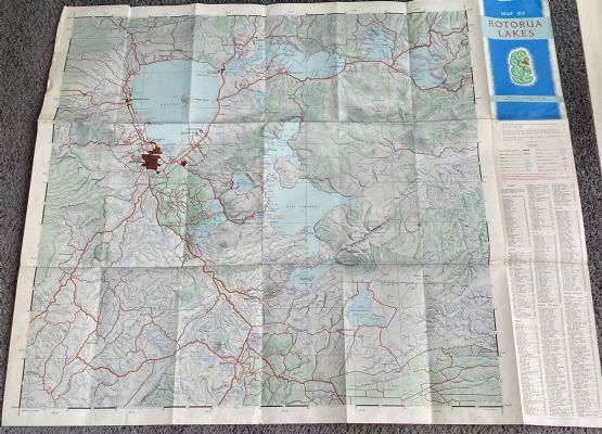 VINTAGE MAP: Rotorua Lakes 1950s