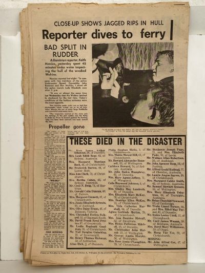 OLD NEWSPAPER: The Dominion Sunday Times - 10 April 1968 - Wahine Disaster