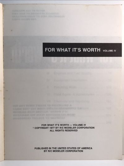 FOR WHAT IT'S WORTH: Volume IV