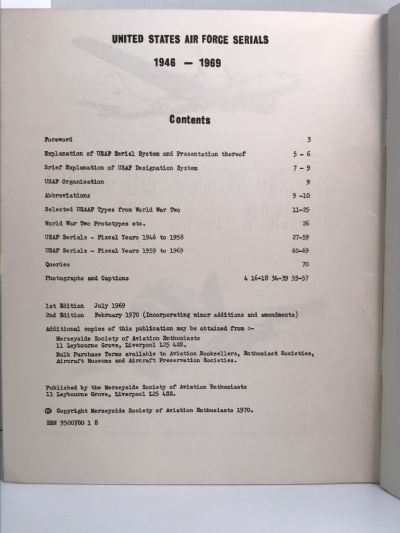 UNITED STATES AIR FORCE SERIALS 1946 TO 1969