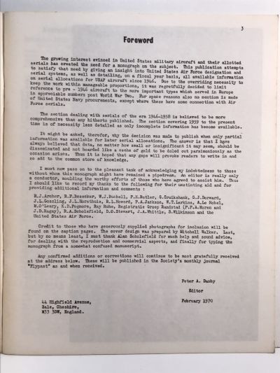 UNITED STATES AIR FORCE SERIALS 1946 TO 1969