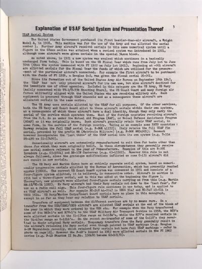 UNITED STATES AIR FORCE SERIALS 1946 TO 1969