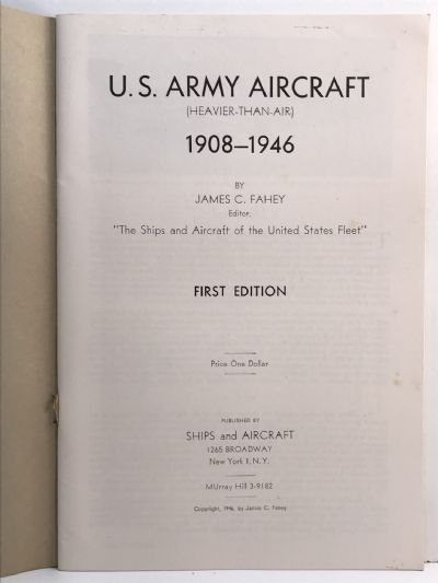 U.S. ARMY AIRCRAFT 1908-1946