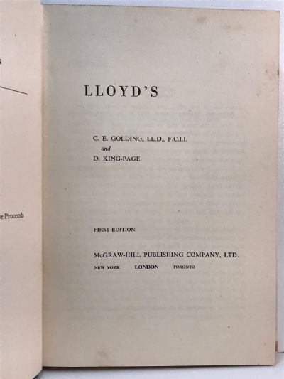 LLOYD'S: The Fascinating Story of a famous institution Lloyd's of London
