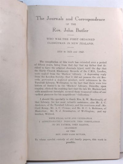 EARLIEST NEW ZEALAND: The Journals and Correspondence of the Rev. John Butler