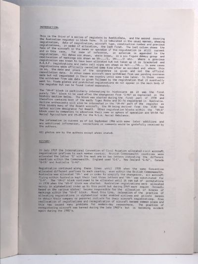 The Historic Civil Aircraft Register of Australia (VH-AAA to VH-AZZ)